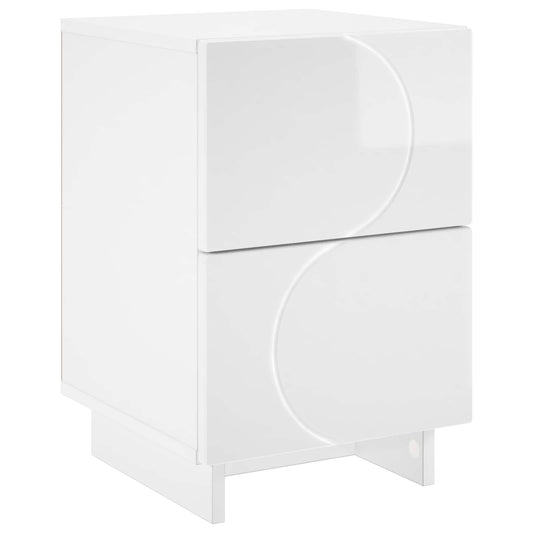 Bedside Cabinet High Gloss White 33.5 x 34.5 x 50 cm