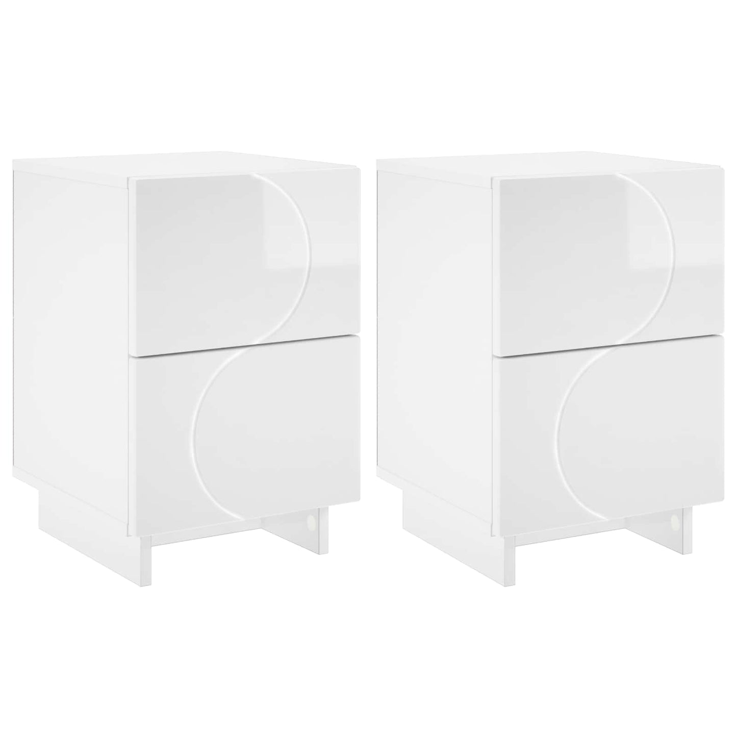 Bedside Cabinet 2 pcs High Gloss White 33.5 x 34.5 x 50 cm