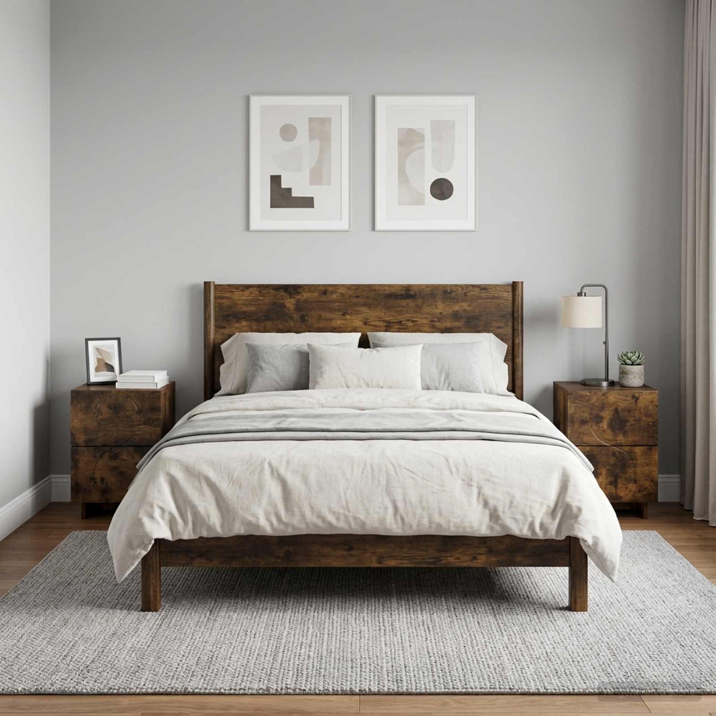 Bedside Cabinet 2 pcs Smoked Oak 33.5 x 34.5 x 50 cm