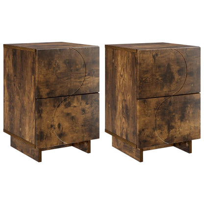 Bedside Cabinet 2 pcs Smoked Oak 33.5 x 34.5 x 50 cm