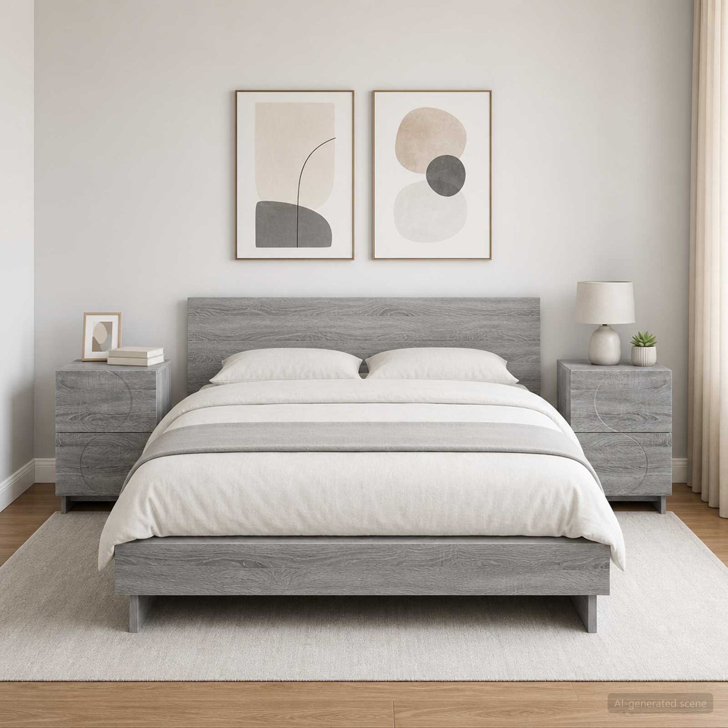 Bedside Cabinet 2 pcs Grey Sonoma 33.5 x 34.5 x 50 cm