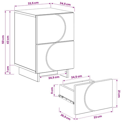 Bedside Cabinet 2 pcs Grey Sonoma 33.5 x 34.5 x 50 cm