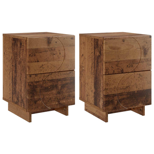 Bedside Cabinet 2 pcs Oak Wood 33.5 x 34.5 x 50 cm