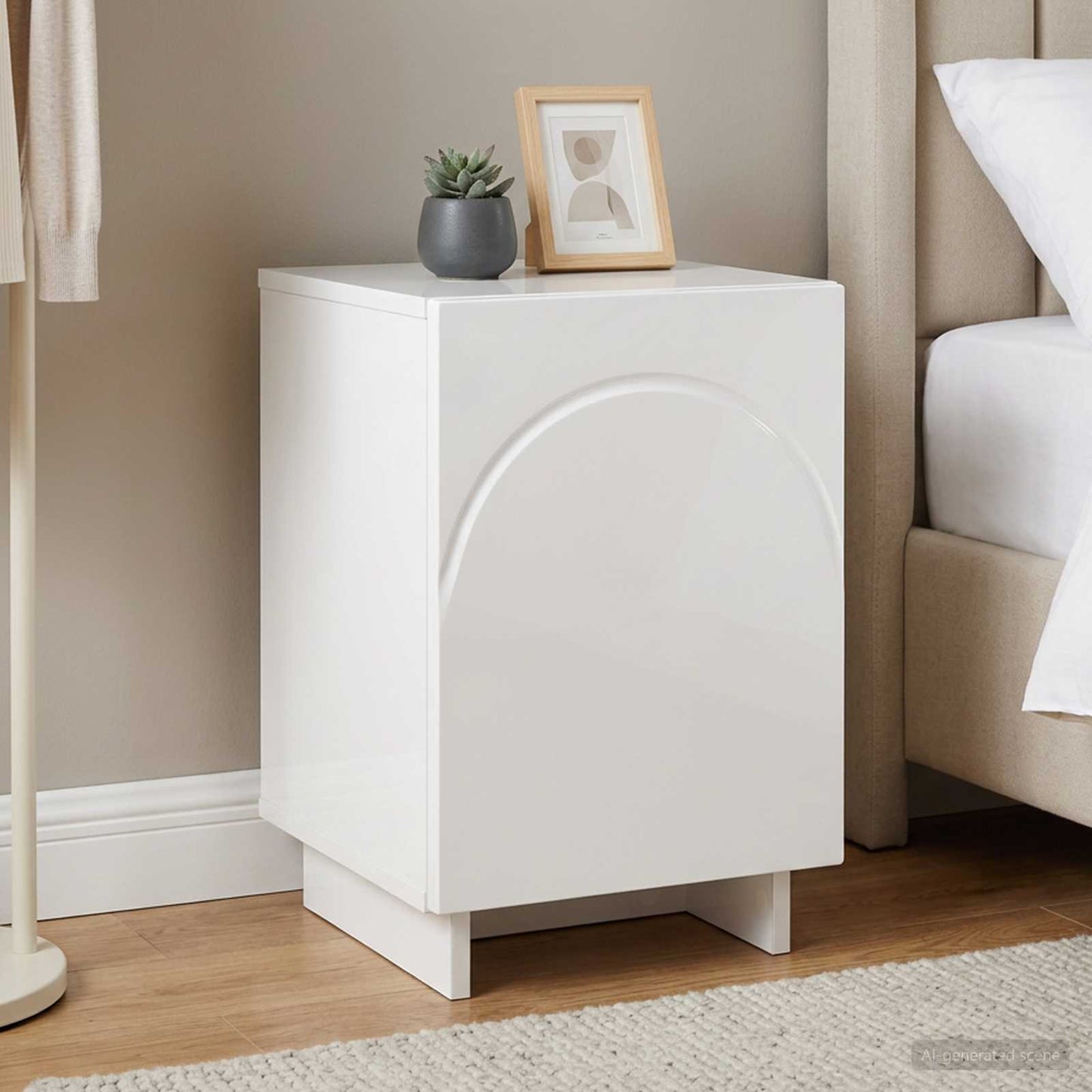 Bedside Cabinet High Gloss White 33.5 x 34.5 x 50 cm