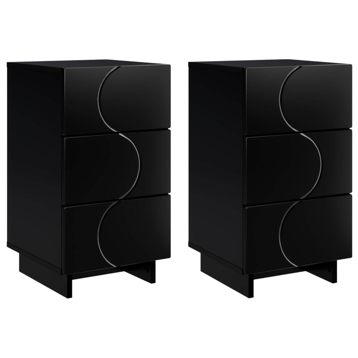 Bedside Cabinet 2 pcs Black 33.5 x 34.5 x 60 cm Engineered Wood