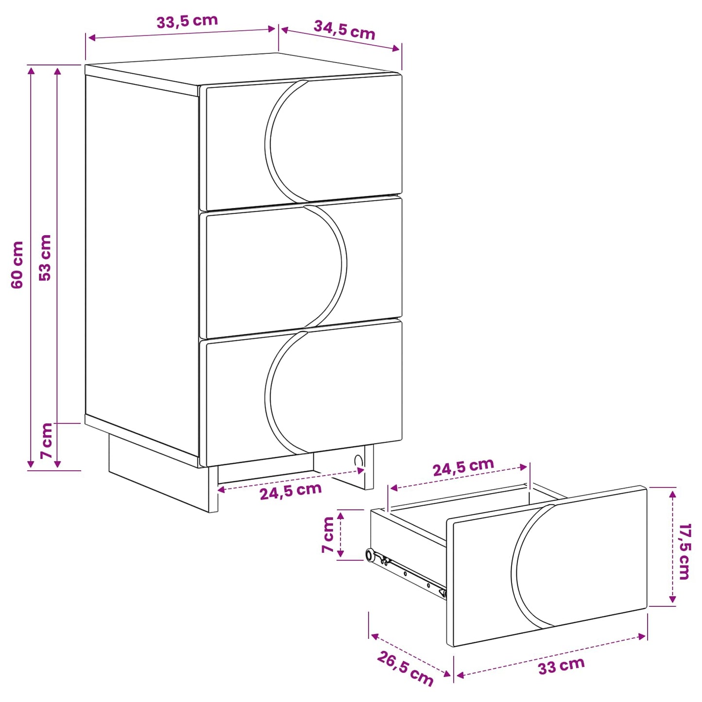 Bedside Cabinet Smoked Oak 33.5 x 34.5 x 60 cm Engineered Wood