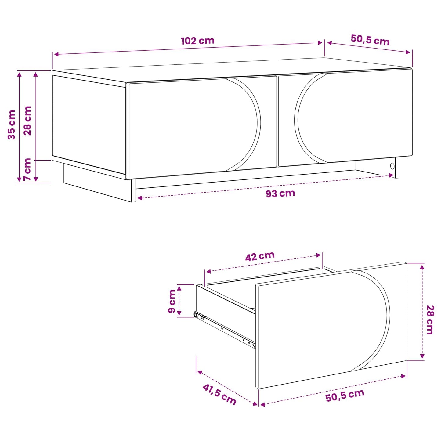 Coffee Table Concrete Grey 102 x 50.5 x 35 cm Engineered Wood