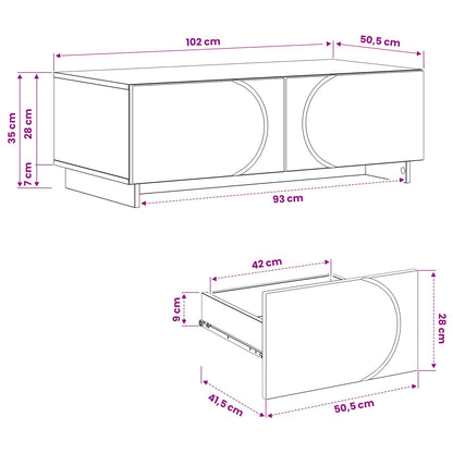 Coffee Table High Gloss White 102 x 50.5 x 35 cm