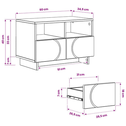 TV Stand 60 x 34.5 x 40 cm White Engineered Wood