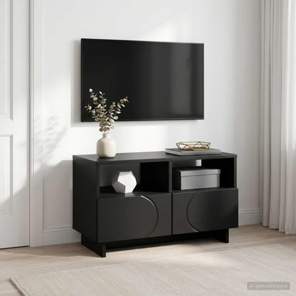 TV Stand 60 x 34.5 x 40 cm Black Engineered Wood