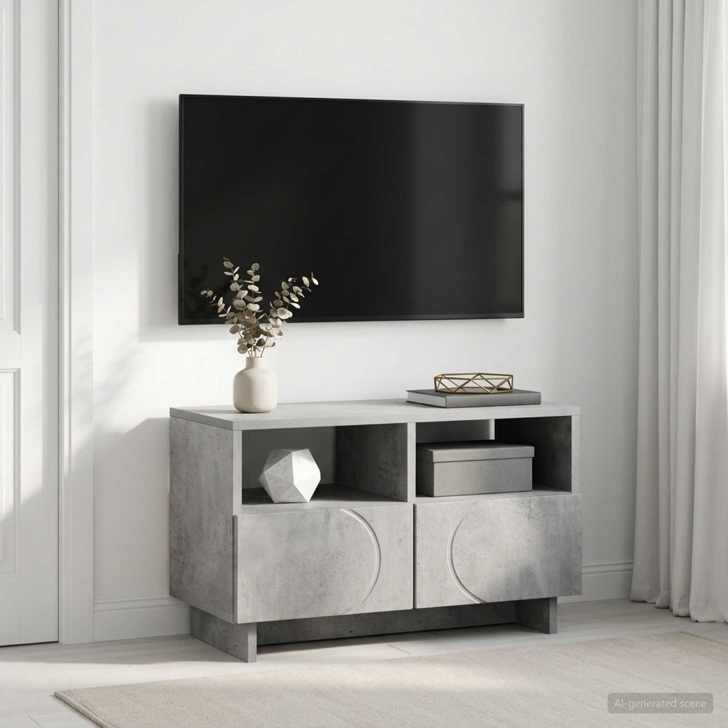 TV Stand 60 x 34.5 x 40 cm Concrete Grey Engineered Wood