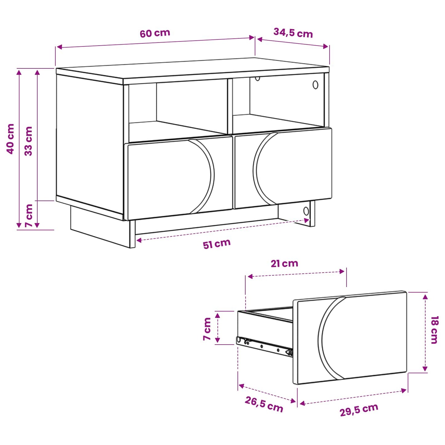 TV Stand 60 x 34.5 x 40 cm Grey Sonoma Engineered Wood