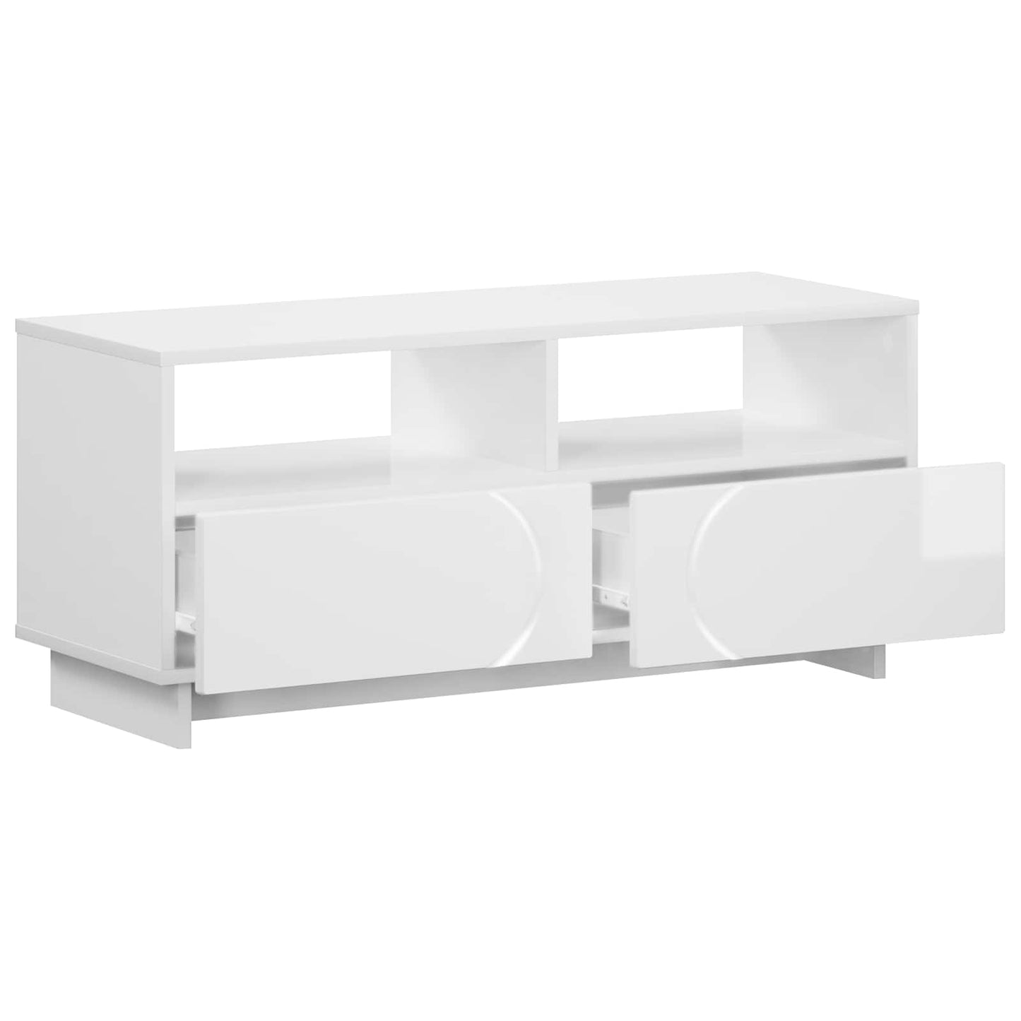 TV Stand 90 x 34.5 x 40 cm High Gloss White Engineered Wood