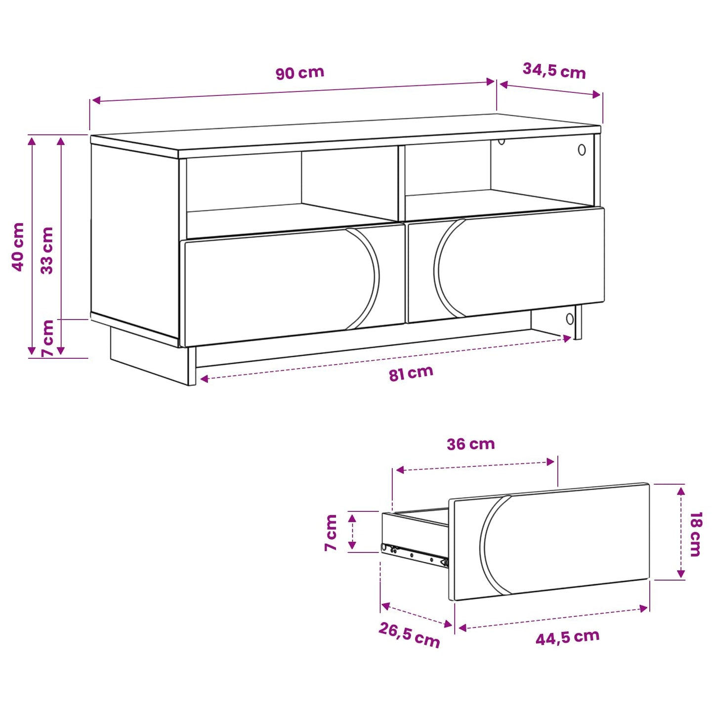 TV Stand 90 x 34.5 x 40 cm Artisan Oak Engineered Wood