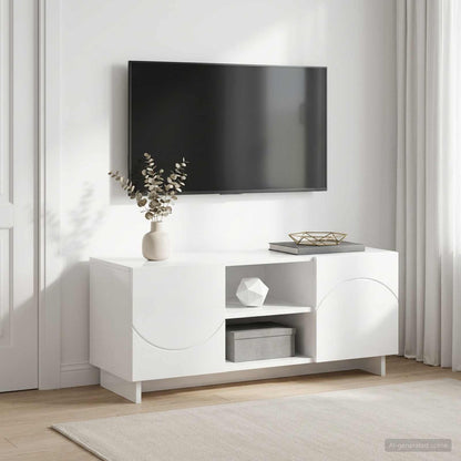 TV Stand 90 x 34.5 x 40 cm High Gloss White Engineered Wood