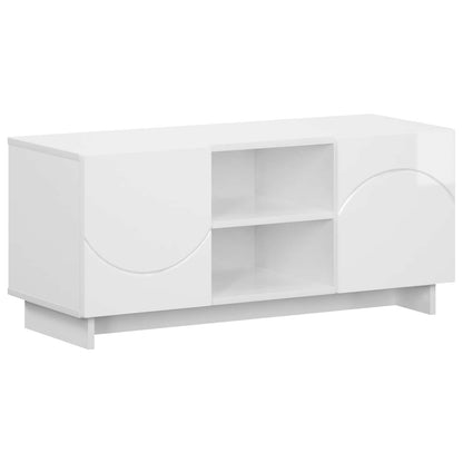 TV Stand 90 x 34.5 x 40 cm High Gloss White Engineered Wood