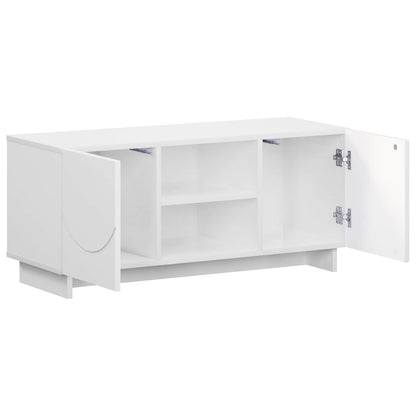 TV Stand 90 x 34.5 x 40 cm High Gloss White Engineered Wood