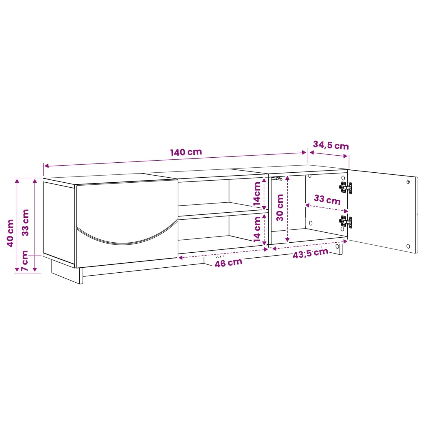 TV Stand 140 x 34.5 x 40 cm Sonoma Oak Engineered Wood