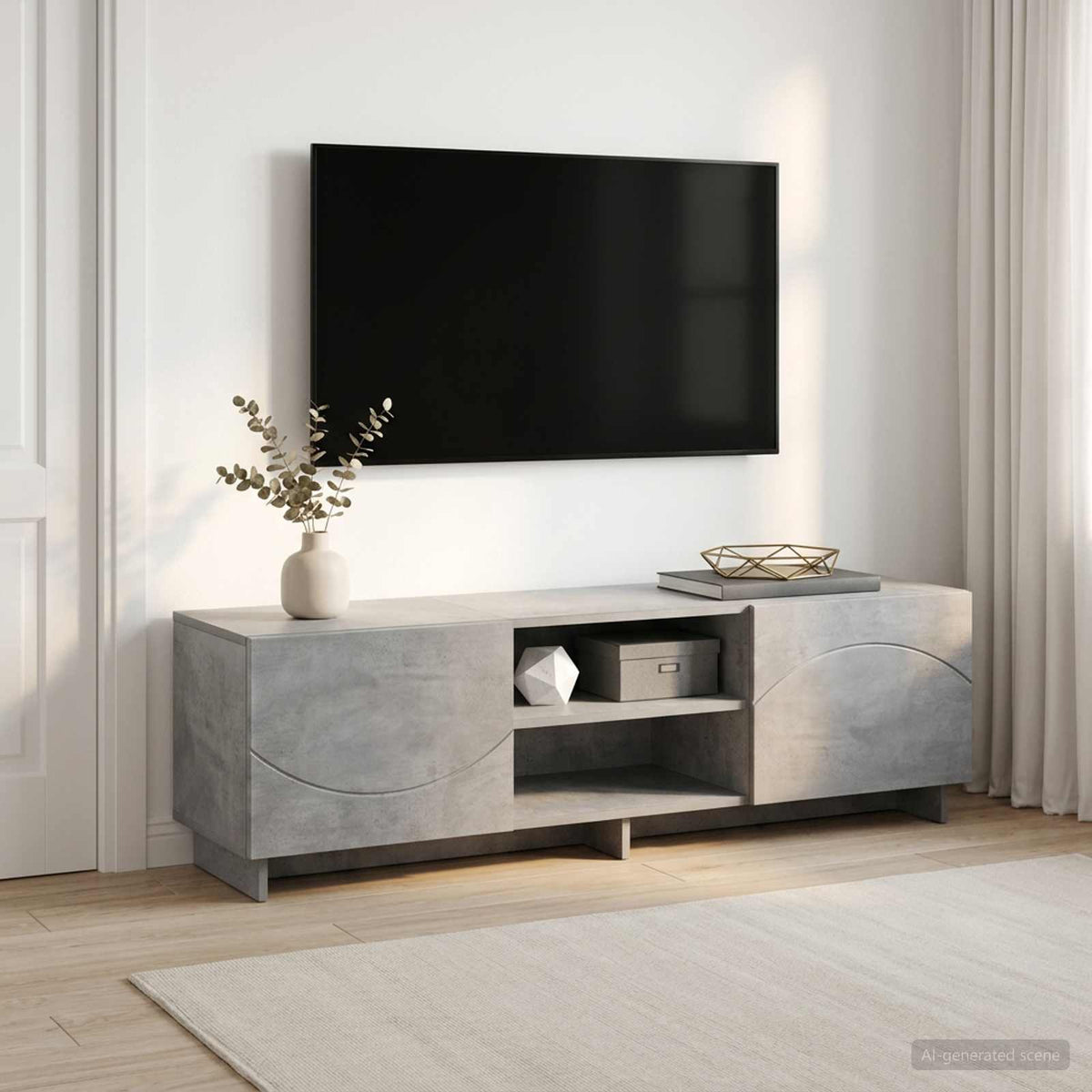 TV Stand 140 x 34.5 x 40 cm Concrete Grey Engineered Wood