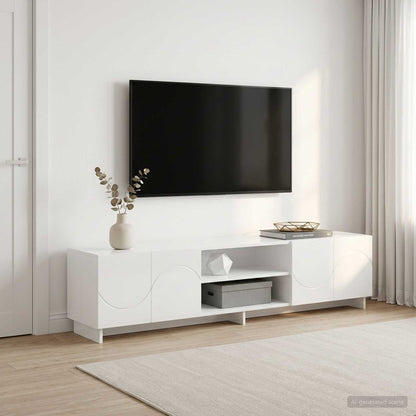 TV Stand 180 x 34.5 x 40 cm High Gloss White Engineered Wood