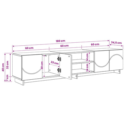 TV Stand 180 x 34.5 x 40 cm High Gloss White Engineered Wood