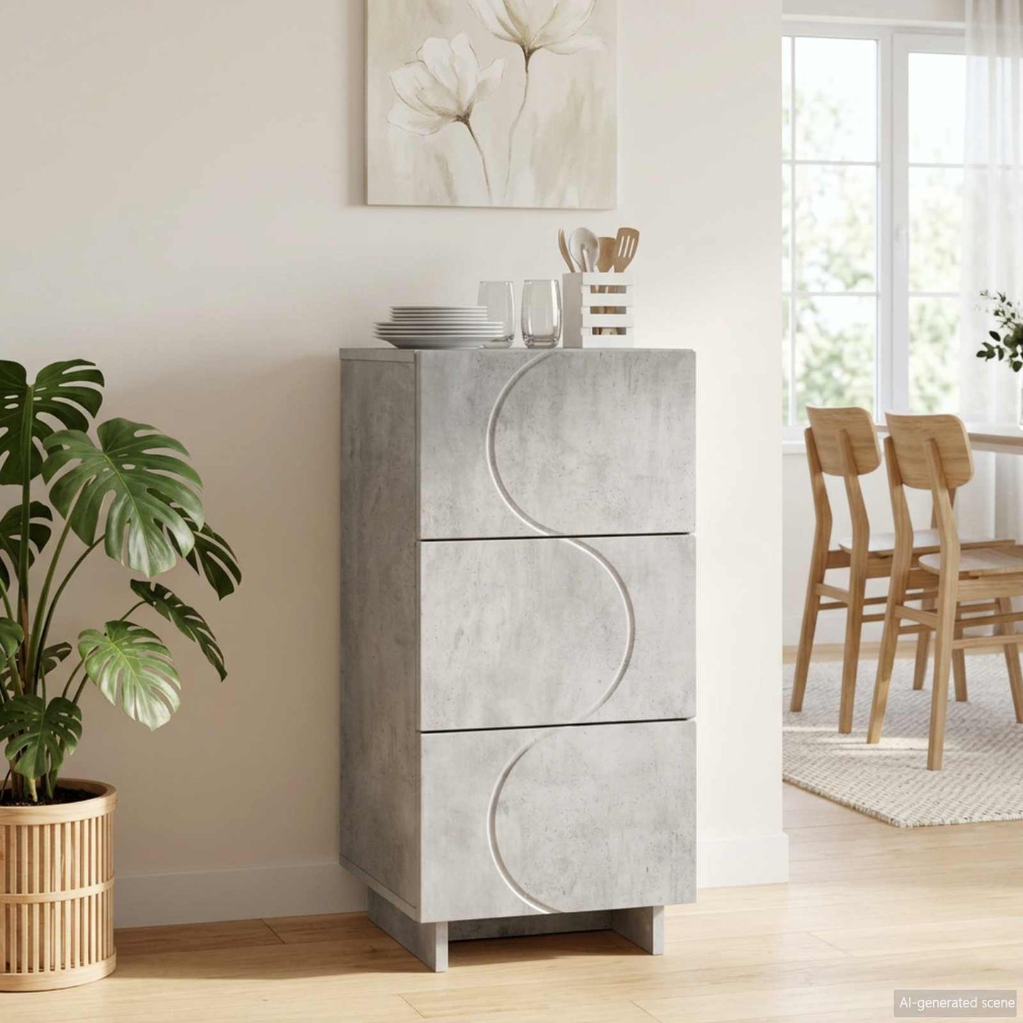 Sideboard Concrete Grey 33.5 x 34.5 x 75 cm Engineered Wood