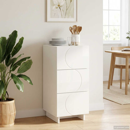 Sideboard High Gloss White 33.5 x 34.5 x 75 cm Engineered Wood