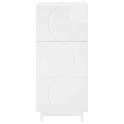Sideboard High Gloss White 33.5 x 34.5 x 75 cm Engineered Wood