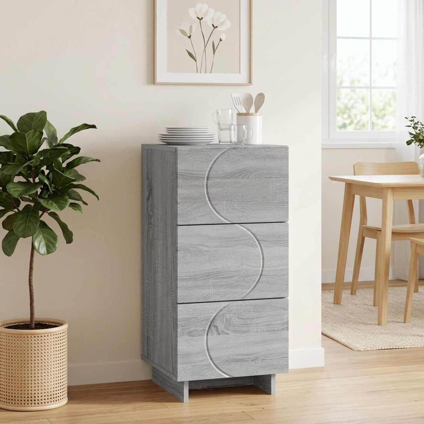Sideboard Grey Sonoma 33.5 x 34.5 x 75 cm Engineered Wood