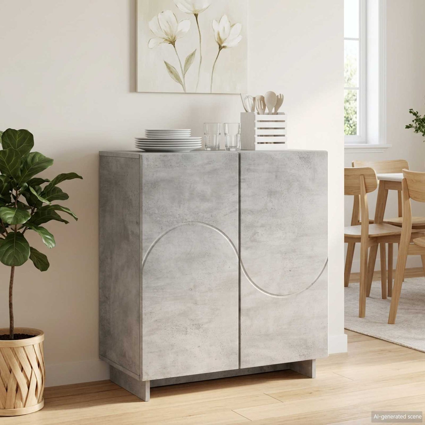 Sideboard Concrete Grey 67 x 34.5 x 75 cm Engineered Wood