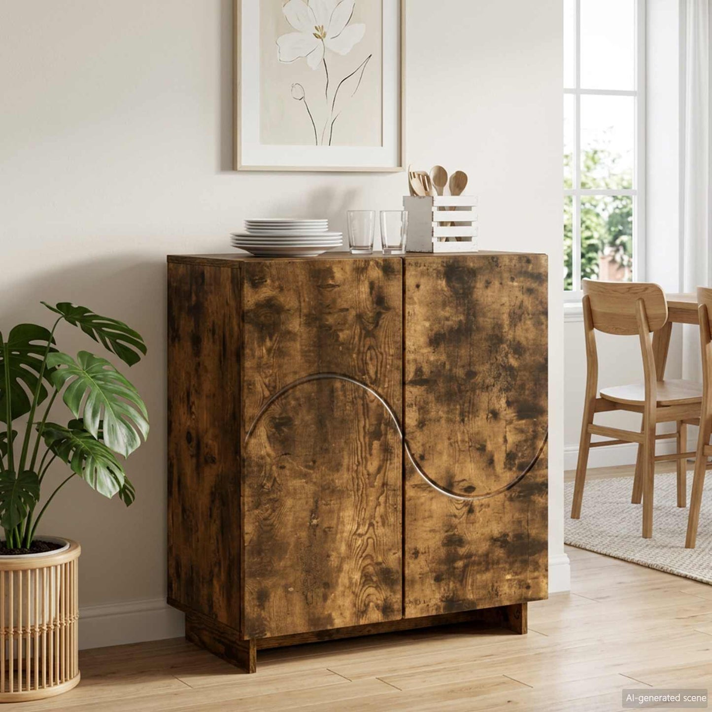 Sideboard Smoked Oak 67 x 34.5 x 75 cm Engineered Wood