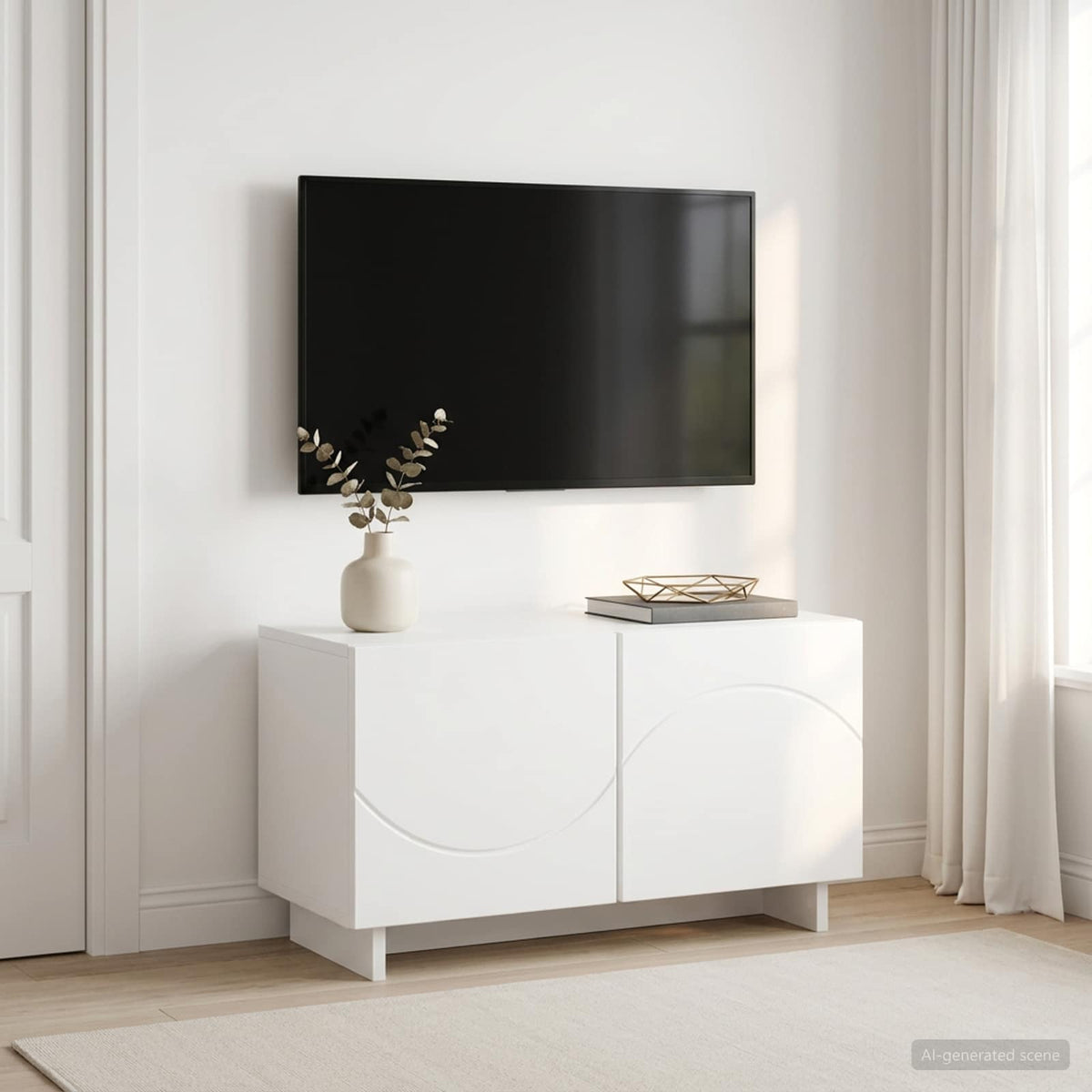 TV Stand 60 x 34.5 x 40 cm White Engineered Wood