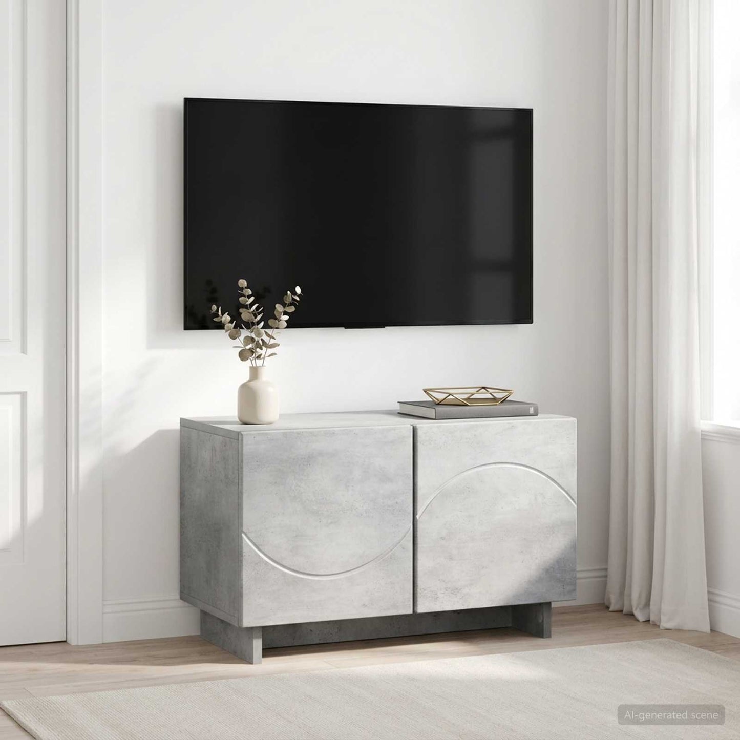 TV Stand 60 x 34.5 x 40 cm Concrete Grey Engineered Wood