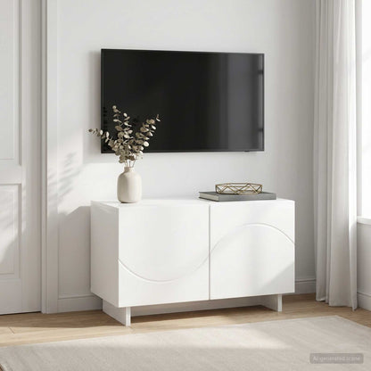 TV Stand 60 x 34.5 x 40 cm High Gloss White Engineered Wood