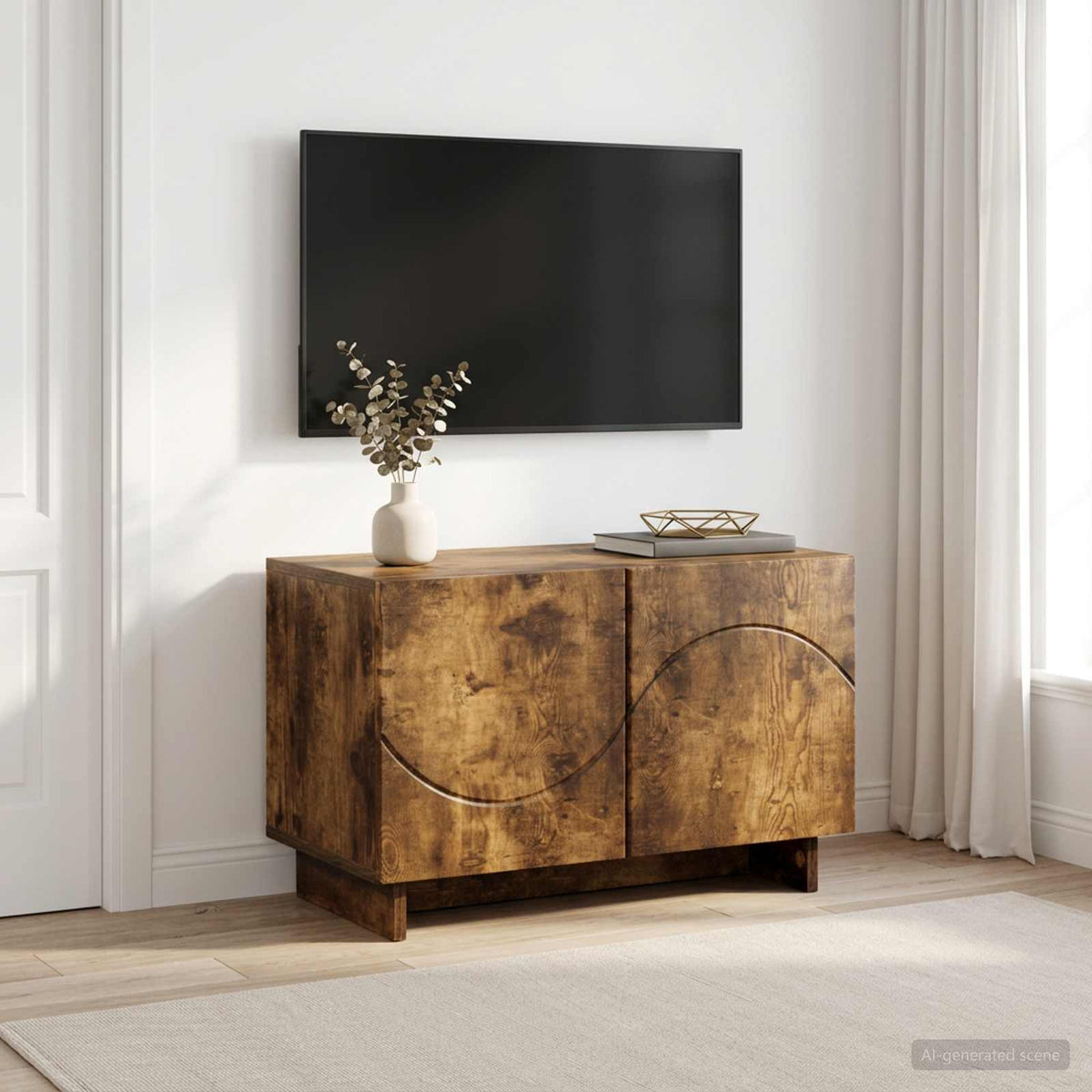 TV Stand 60 x 34.5 x 40 cm Smoked Oak Engineered Wood