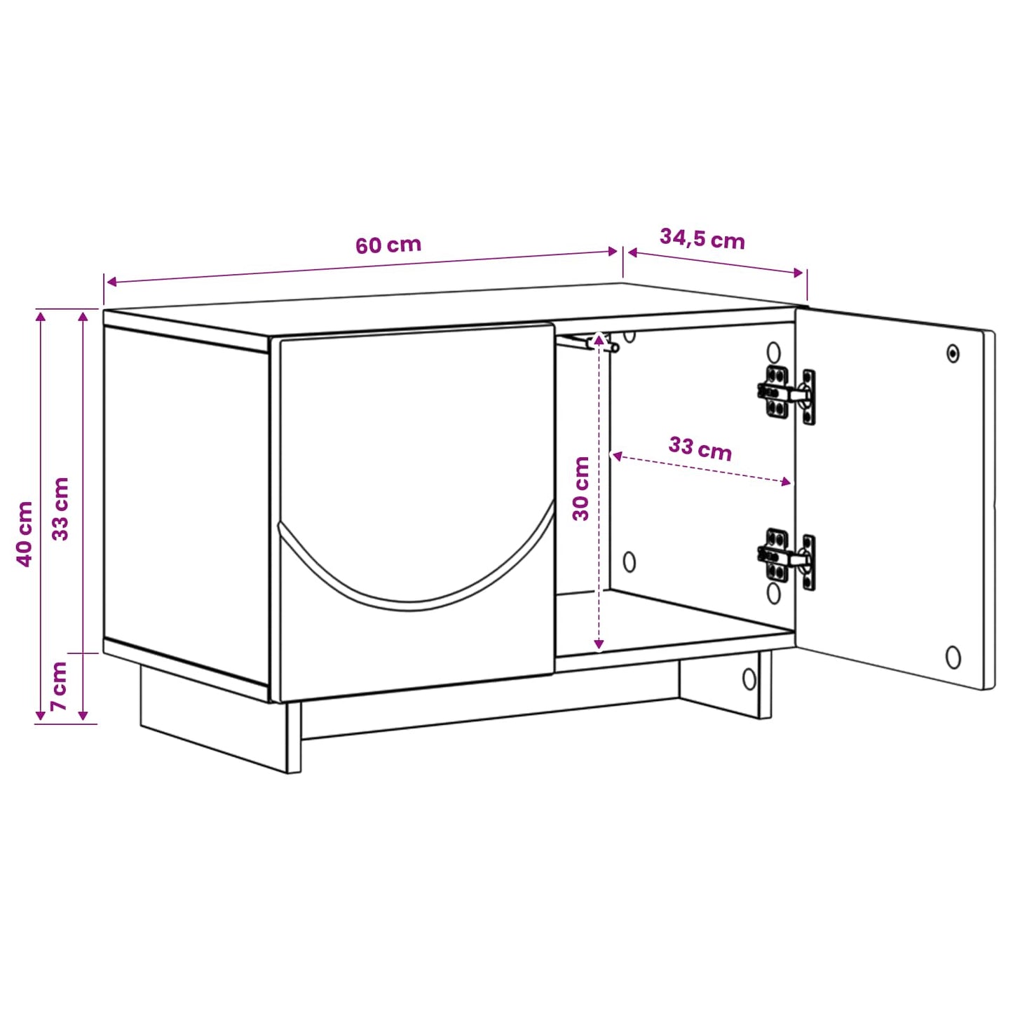 TV Stand 60 x 34.5 x 40 cm Artisan Oak Engineered Wood