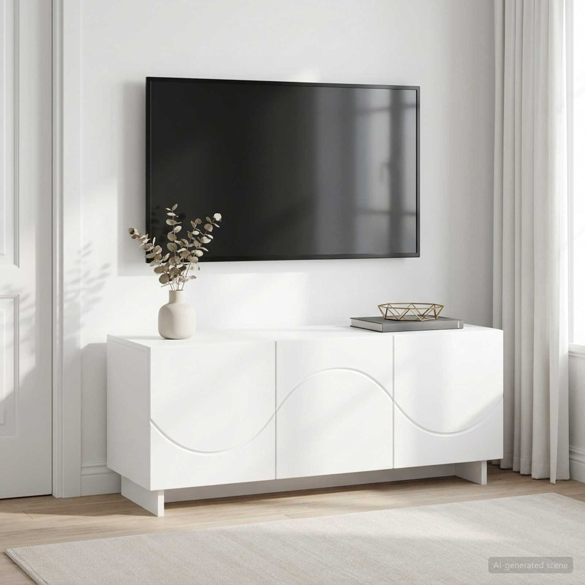 TV Stand 90 x 34.5 x 40 cm White Engineered Wood