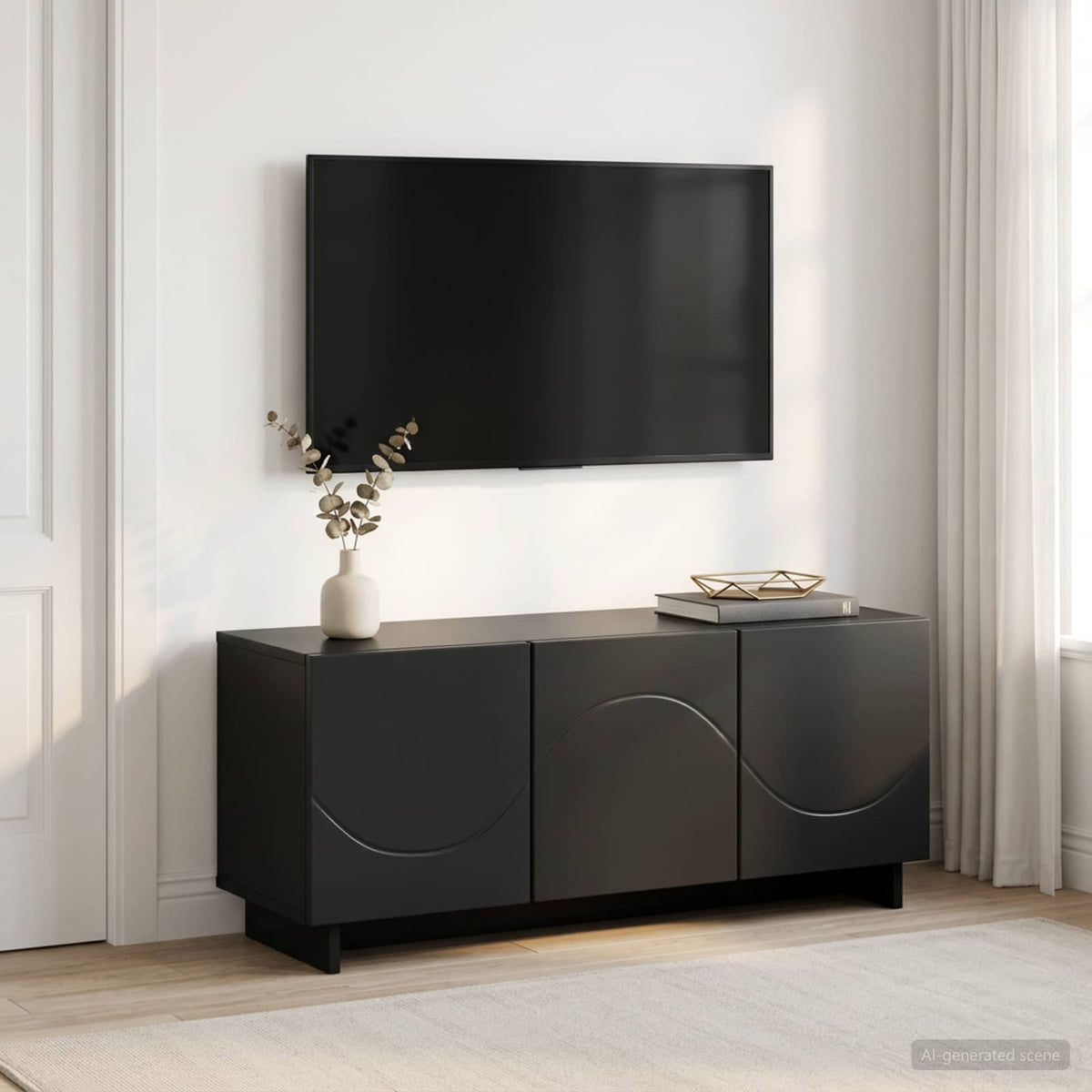 TV Stand 90 x 34.5 x 40 cm Black Engineered Wood