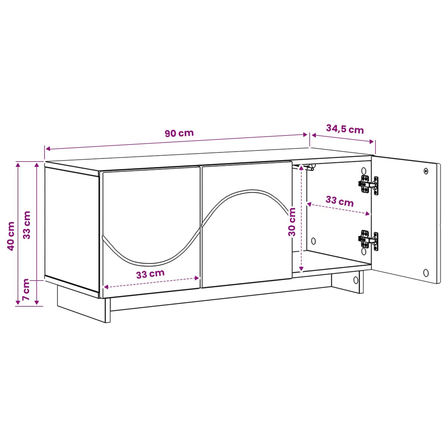 TV Stand 90 x 34.5 x 40 cm Black Engineered Wood