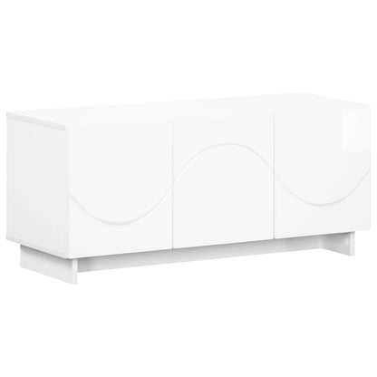 TV Stand 90 x 34.5 x 40 cm High Gloss White Engineered Wood