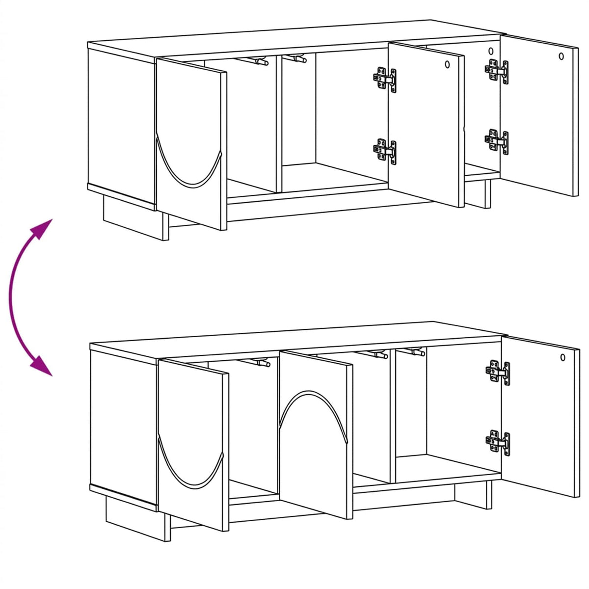 TV Stand 90 x 34.5 x 40 cm High Gloss White Engineered Wood