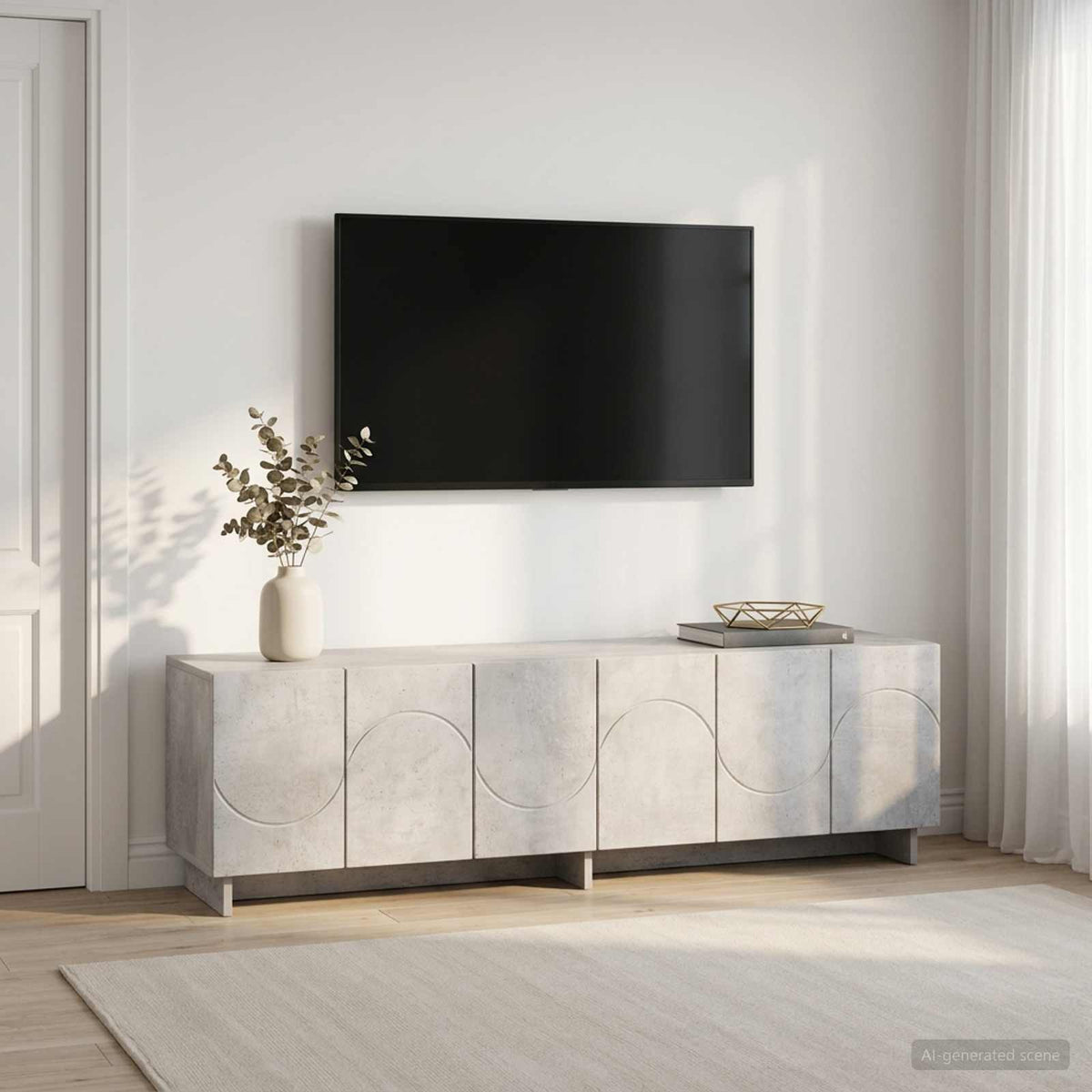 TV Stand 140 x 34.5 x 40 cm Concrete Grey Engineered Wood