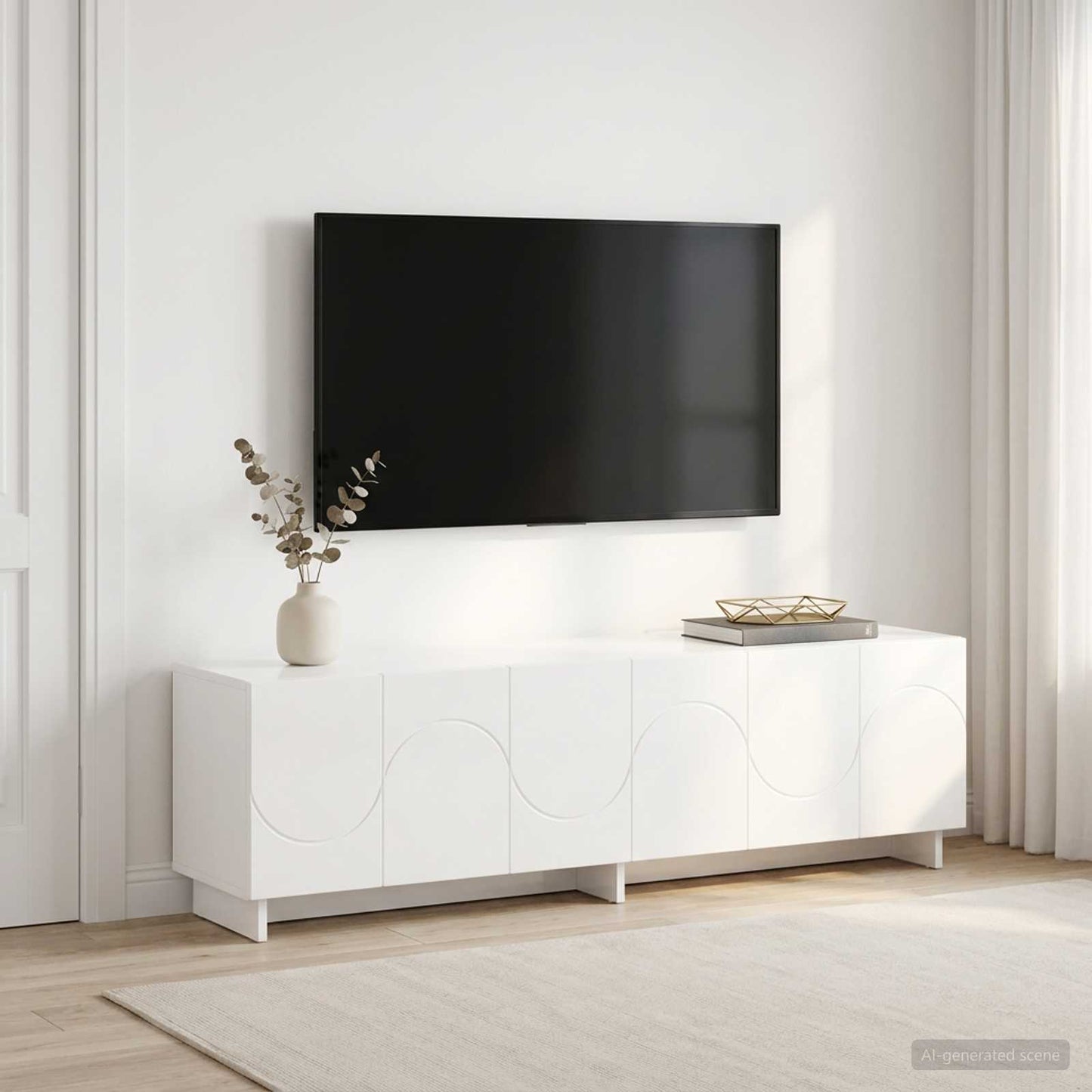 TV Stand 140 x 34.5 x 40 cm High Gloss White Engineered Wood