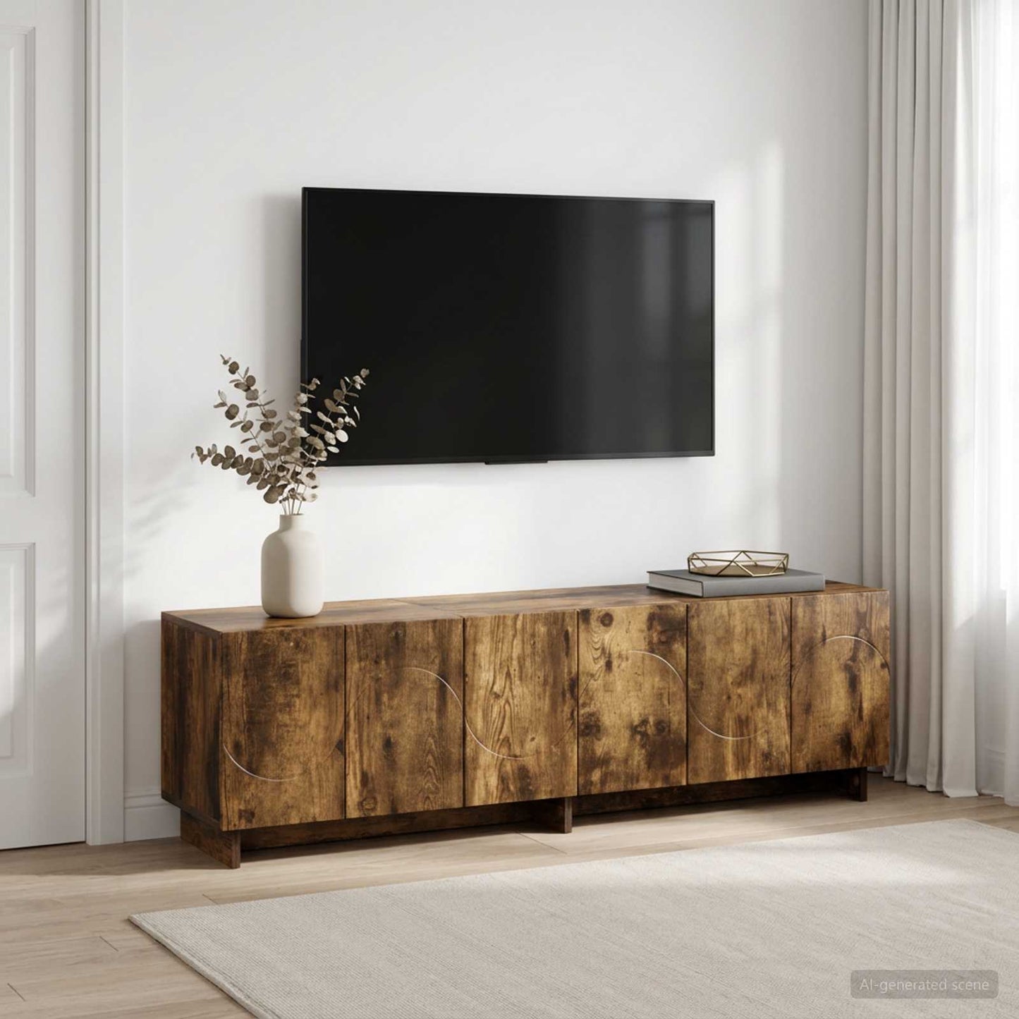 TV Stand 140 x 34.5 x 40 cm Smoked Oak Engineered Wood