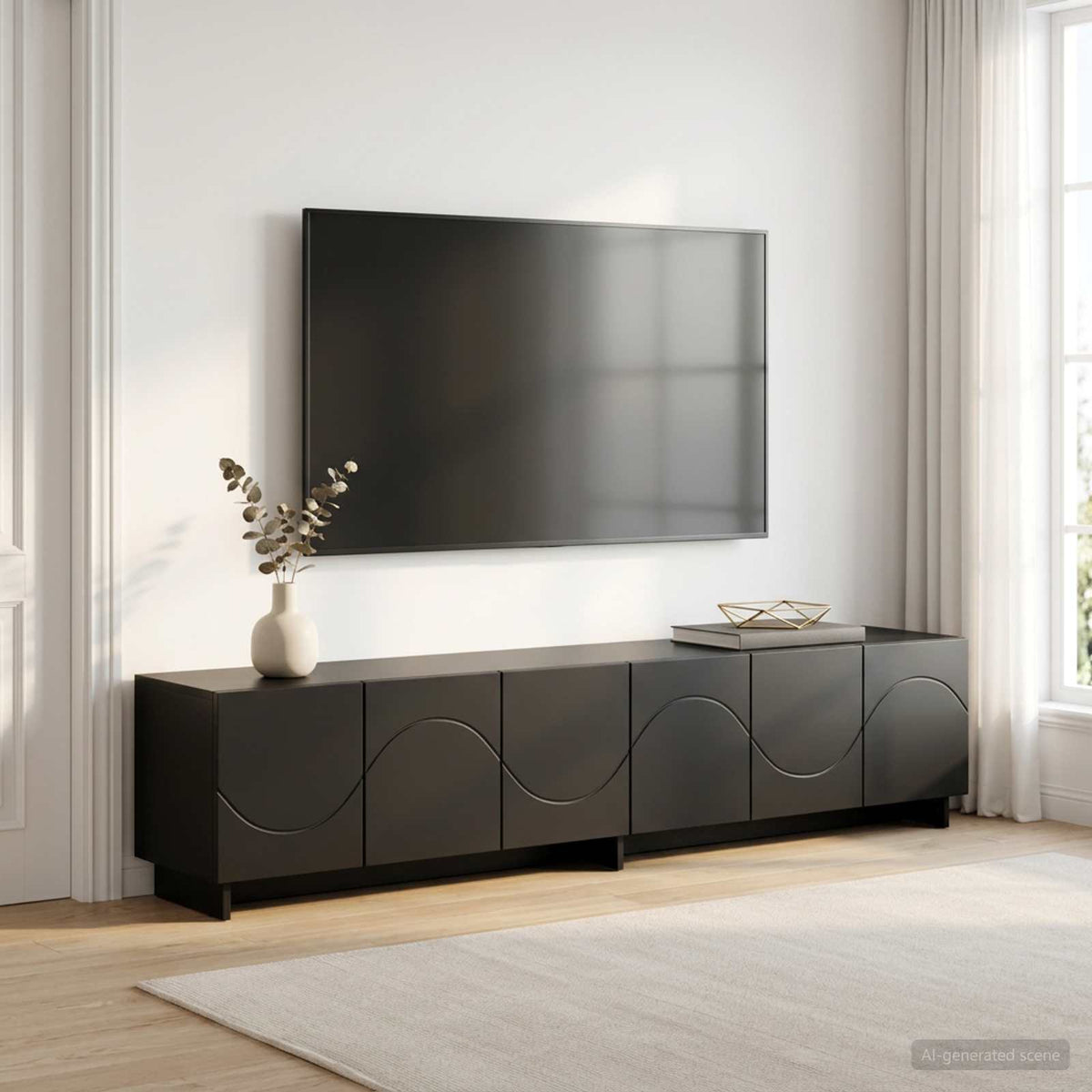 TV Stand 180 x 34.5 x 40 cm Black Engineered Wood