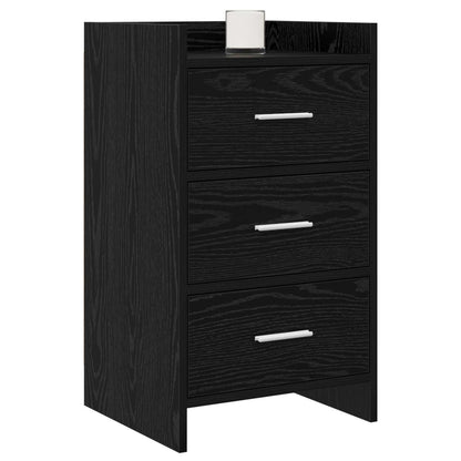 Bedside Tables Black Oak 40 x 36 x 70 cm Engineered Wood