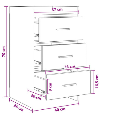 Bedside Tables Black Oak 40 x 36 x 70 cm Engineered Wood