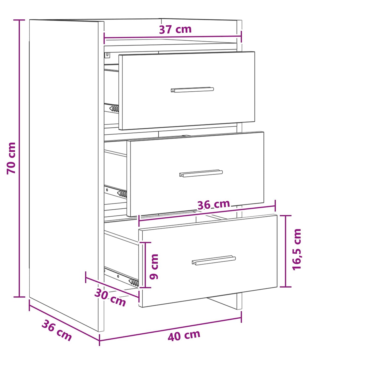 Bedside Tables Concrete Grey 40 x 36 x 70 cm Engineered Wood