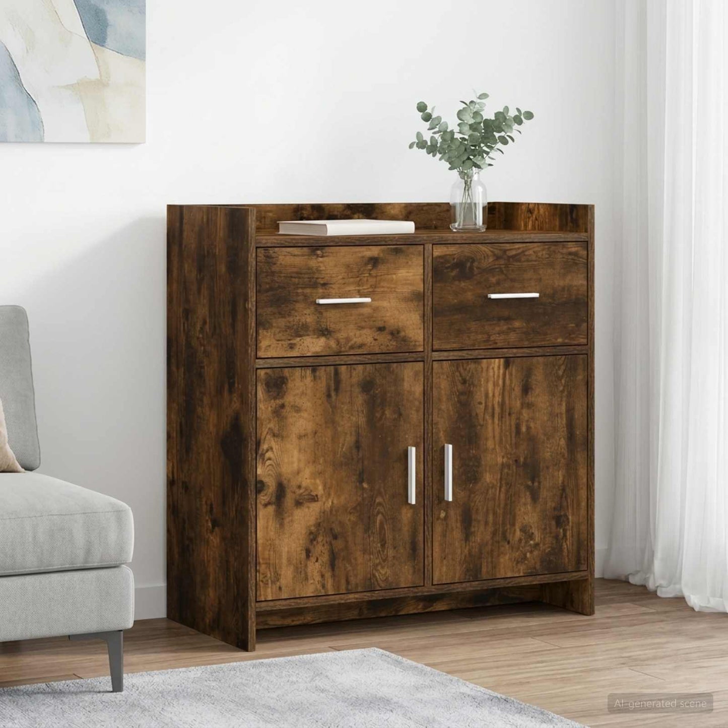 Sideboard Smoked Oak 75 x 36 x 80 cm Engineered Wood