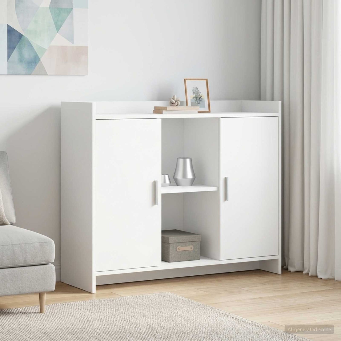 Sideboard White 98.5 x 33 x 80 cm Engineered Wood